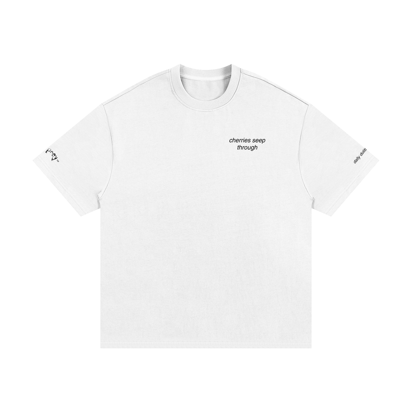 "cherries seep through" (white)